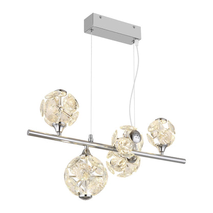 Lampada a sospensione LED in cristallo cromato elegante