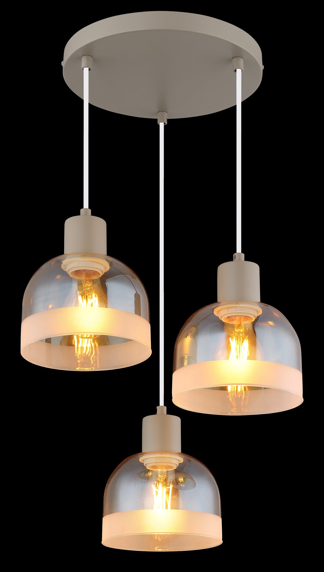 Lumină suspendată elegantă cu 3 surse de lumină, culoare nisipie – imaginea 2
