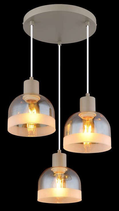 Lumină suspendată elegantă cu 3 surse de lumină, culoare nisipie – imaginea 2