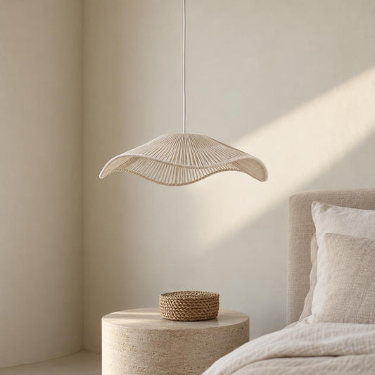 Light & Living Rafa hanglamp beige katoen Ø50 cm – sfeerbeeld