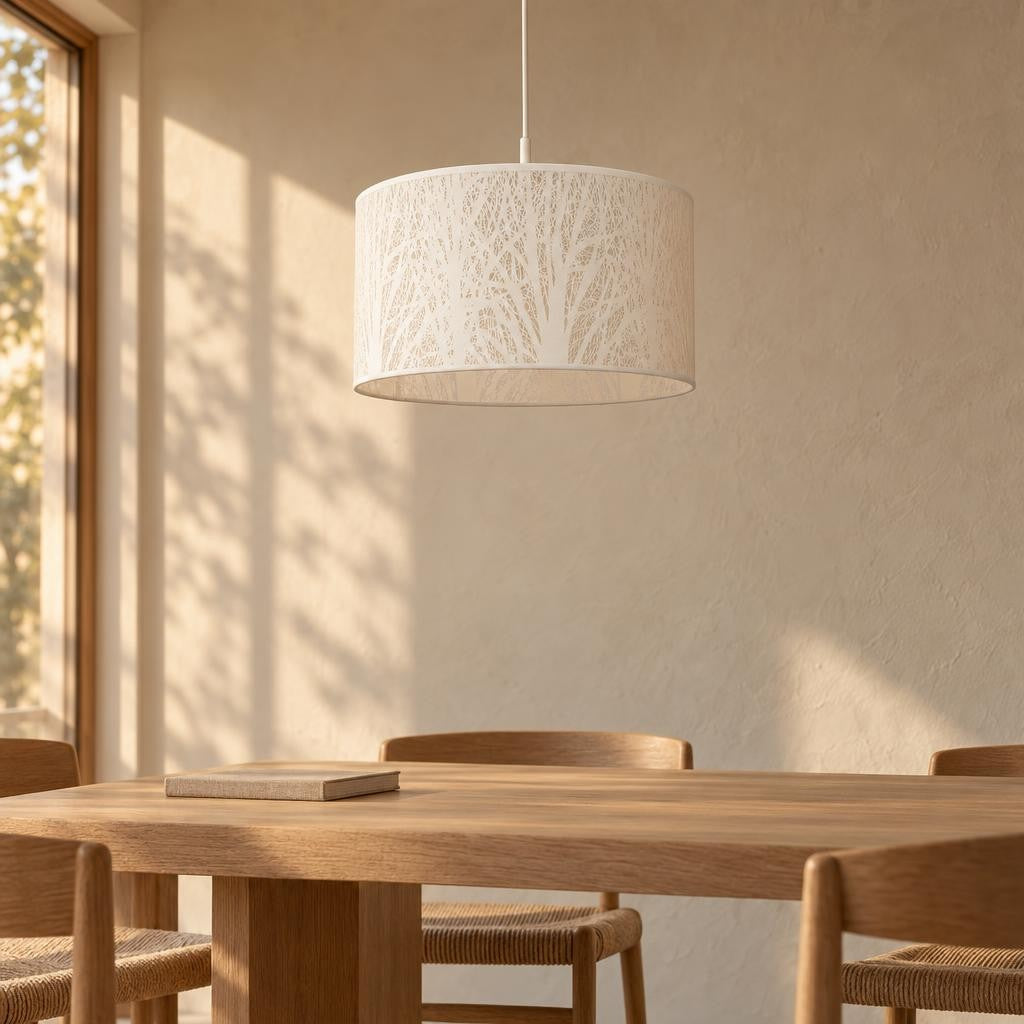 Biała klasyczna lampa wisząca Globo Pinni Ø38 cm – zdjęcie aranżacyjne