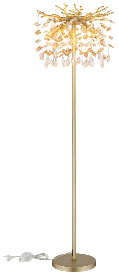 Lustre de pé moderno em cristal dourado com 5 luzes – imagem 4