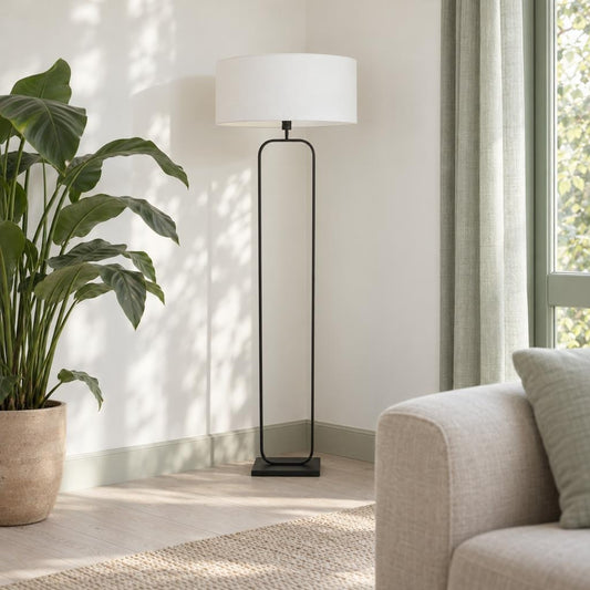 vloerlamp-zwart-met-wit-grof-linnen-voor-frisse-lichtsfeer-steinhauer-stang-ai-sfeer_image