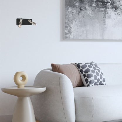 Crna zidna lampa s čeličnim spotovima Mexlite Lumo – slika 2