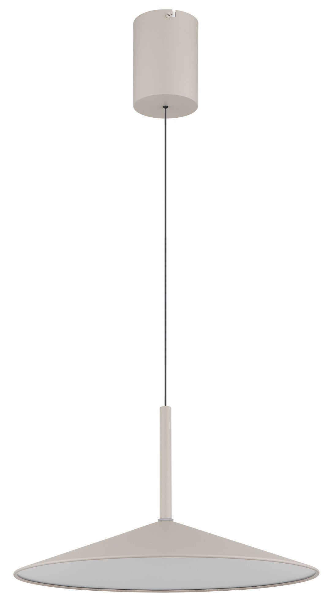 Pequena lâmpada pendente de metal em cor areia com LED – imagem 1