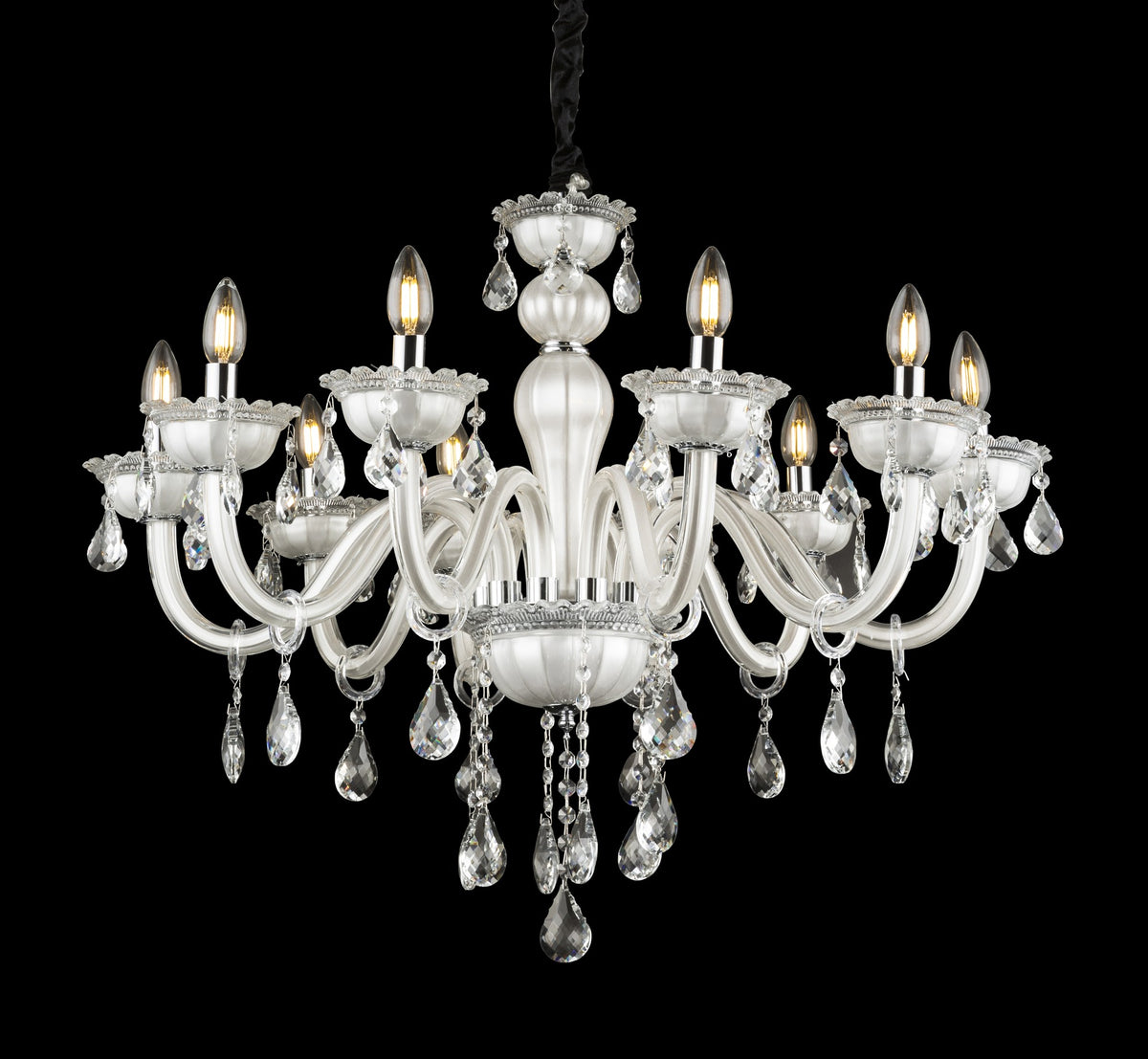 Grande lampadario di vetro bianco – immagine 3