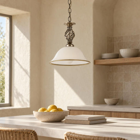 Globo Odin Classic Brass Pendant Light Ø30 cm – lifestyle image