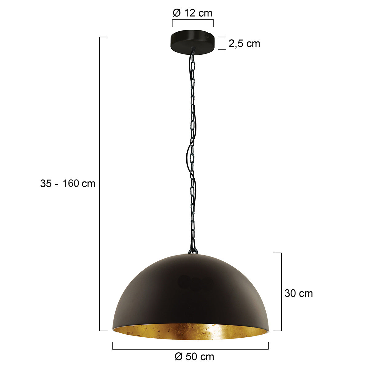 Steinhauer Semicirkel sort industriel pendellampe – måltegning