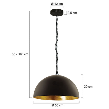 Steinhauer Semicirkel sort industriel pendellampe – måltegning