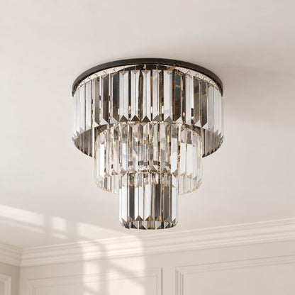 Obolg Naxis loftlampe med glaskrystaller – stemningsbillede