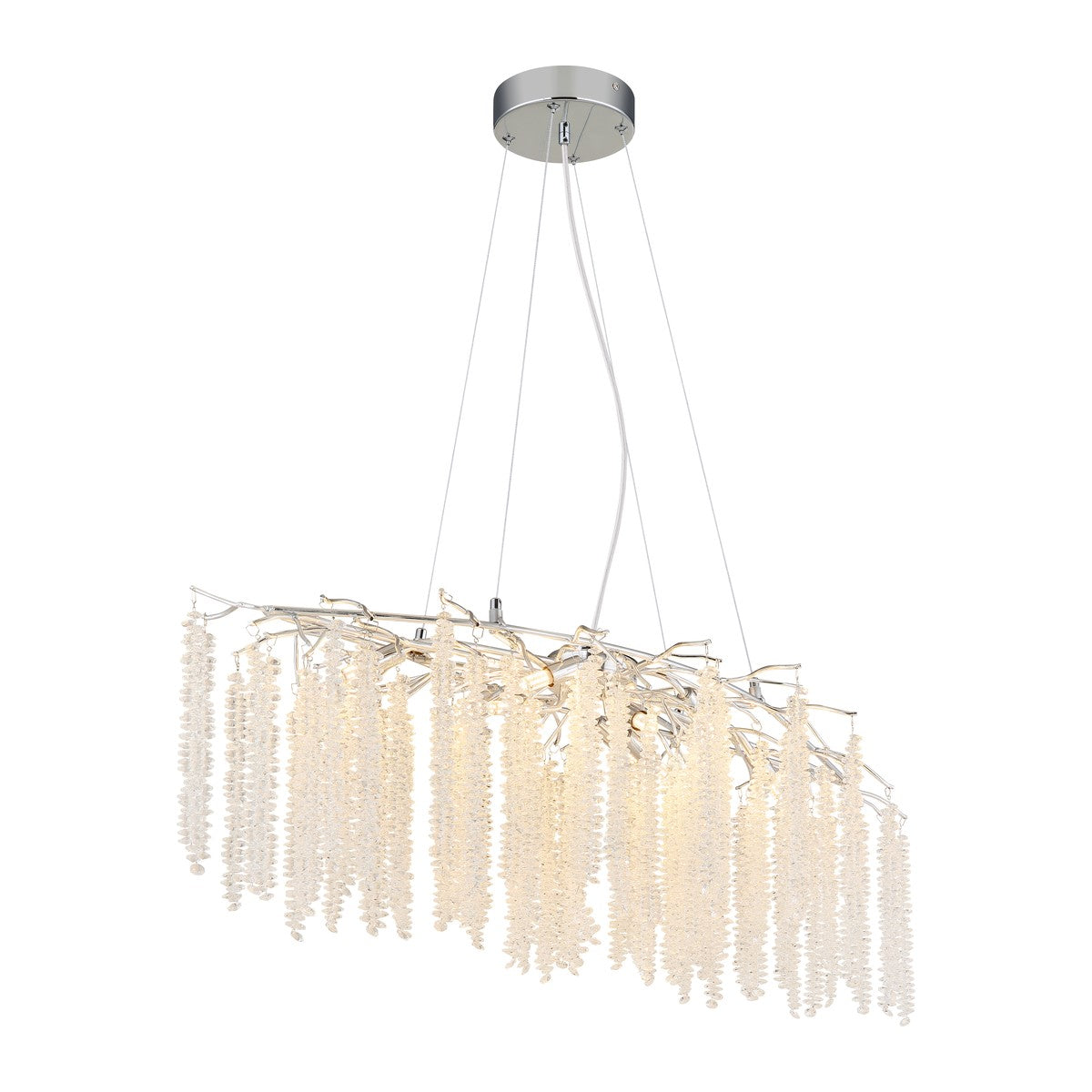Grando lampadario di cristallo cromato