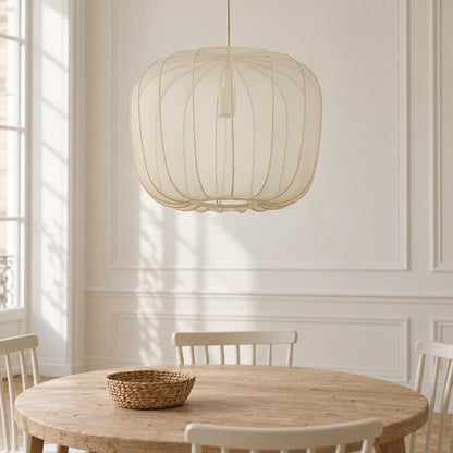 Light & Living Plumeria pendel i beige og hvidt tekstil – stemningsbillede