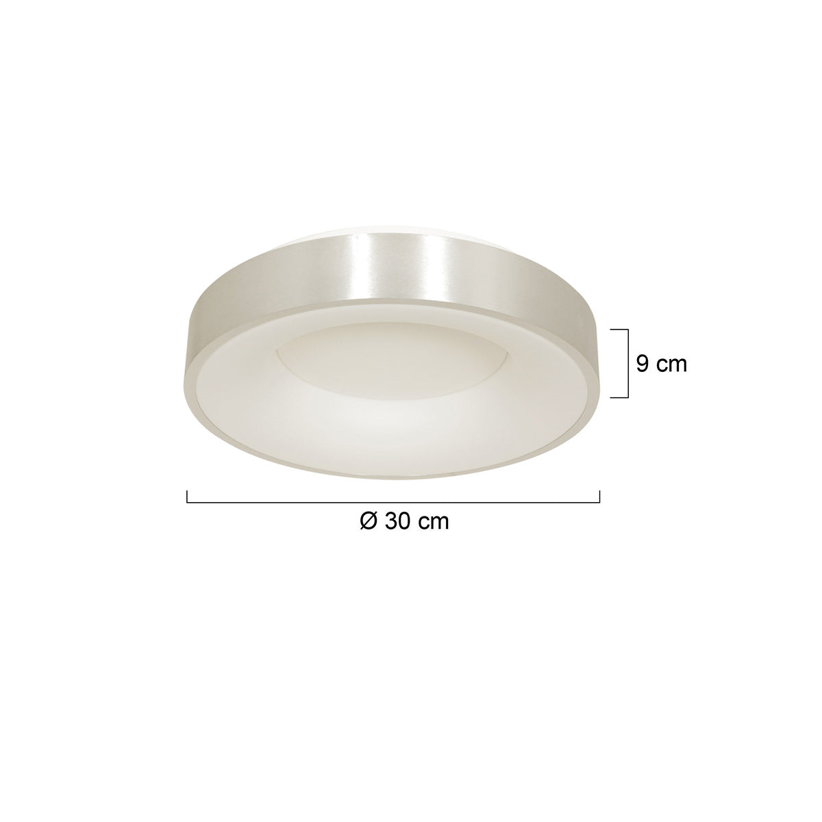 Okrągła lampa sufitowa LED Steinhauer Ringlede – rysunek z wymiarami
