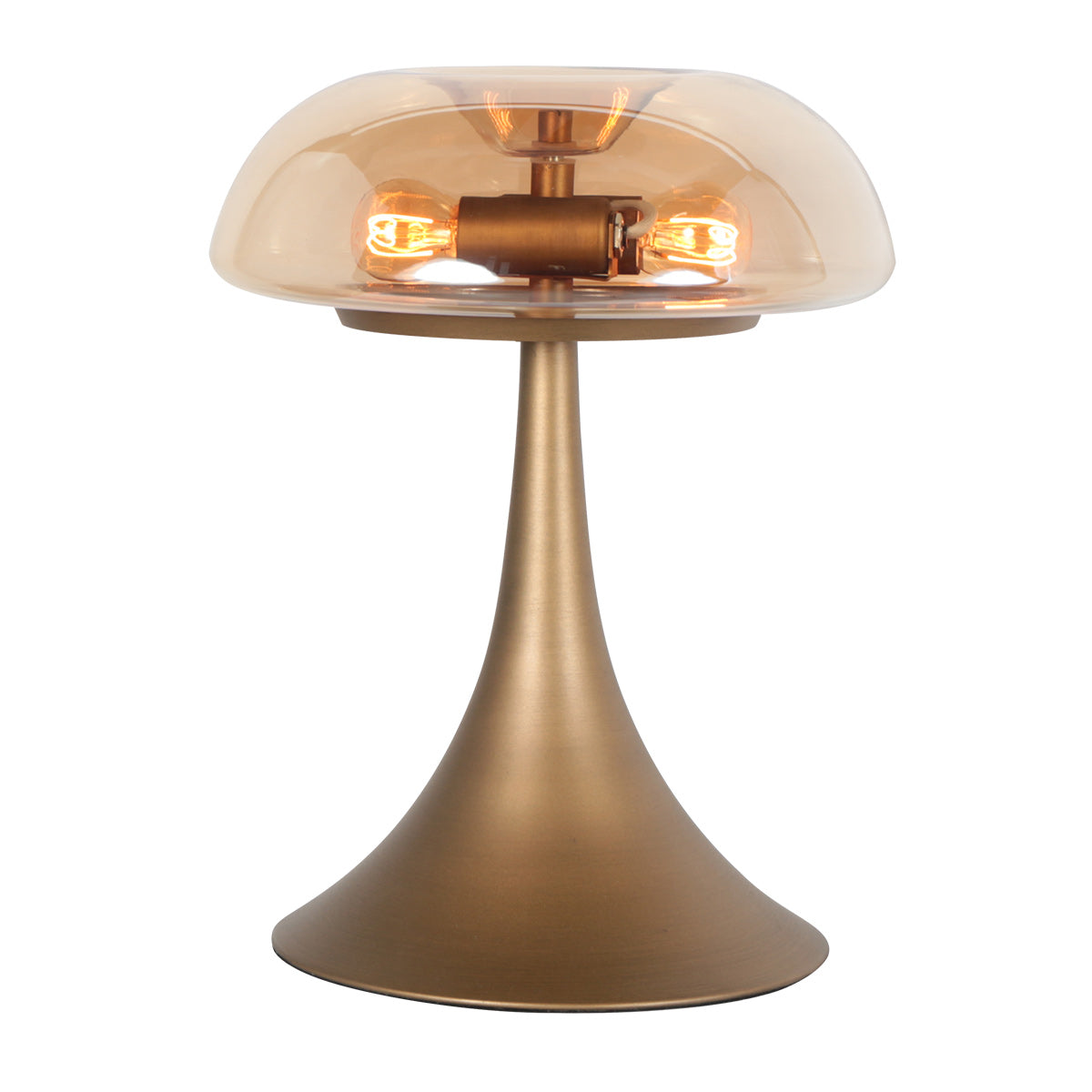 Bronzová stolná lampa s jantárovým sklom a dvomi svetelnými bodmi Steinhauer Ancilla