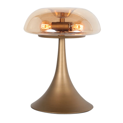 Bronzová stolná lampa s jantárovým sklom a dvomi svetelnými bodmi Steinhauer Ancilla