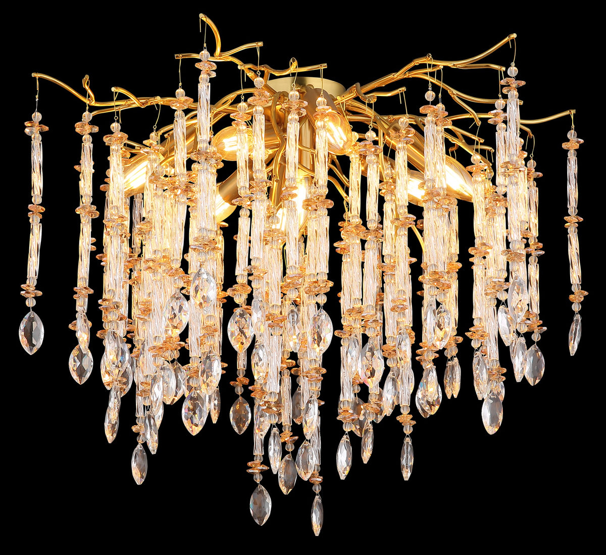 Moderne guldfarvet krystal 8 lyskilder loftlampe – billede 2