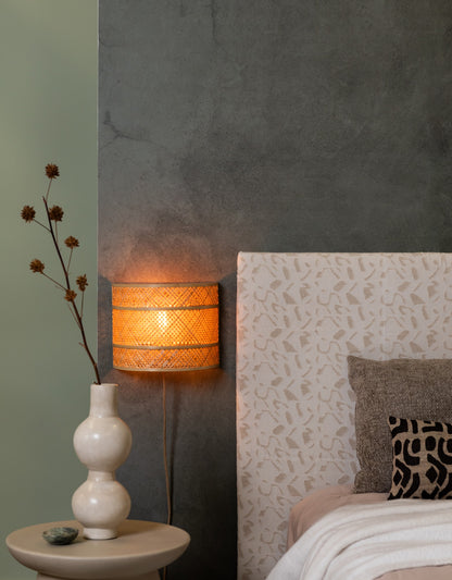 Luminária de parede de bambu em cor natural estilosa GOOD&MOJO Langkawi – desenho com dimensões