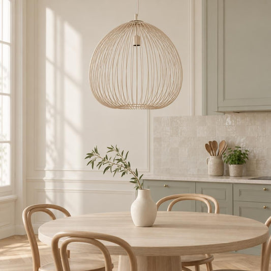 Candeeiro suspenso de arame bege Rilana | Light & Living – fotografia de ambiente