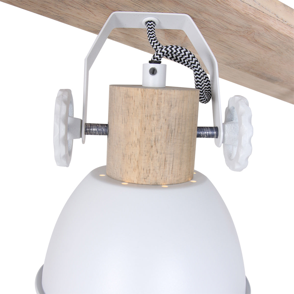 Biała industrialna lampa sufitowa Mexlite Gearwood 4-punktowa – zdjęcie 6