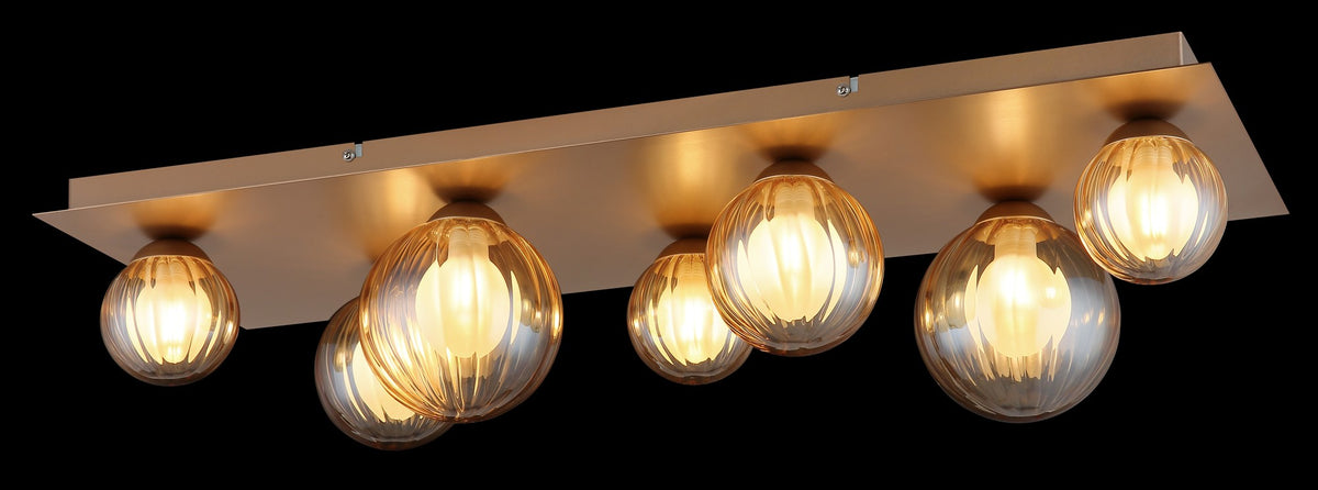 Luminária de teto de 7 luzes em vidro grande na cor cappuccino – imagem 4
