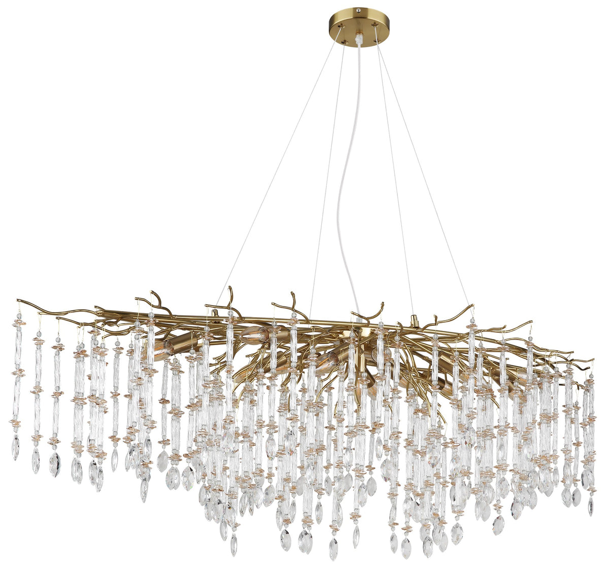 Lampadario extra large in cristallo dorato – immagine 1