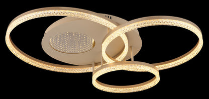 Grande lampada a soffitto LED metallica color sabbia – immagine 3