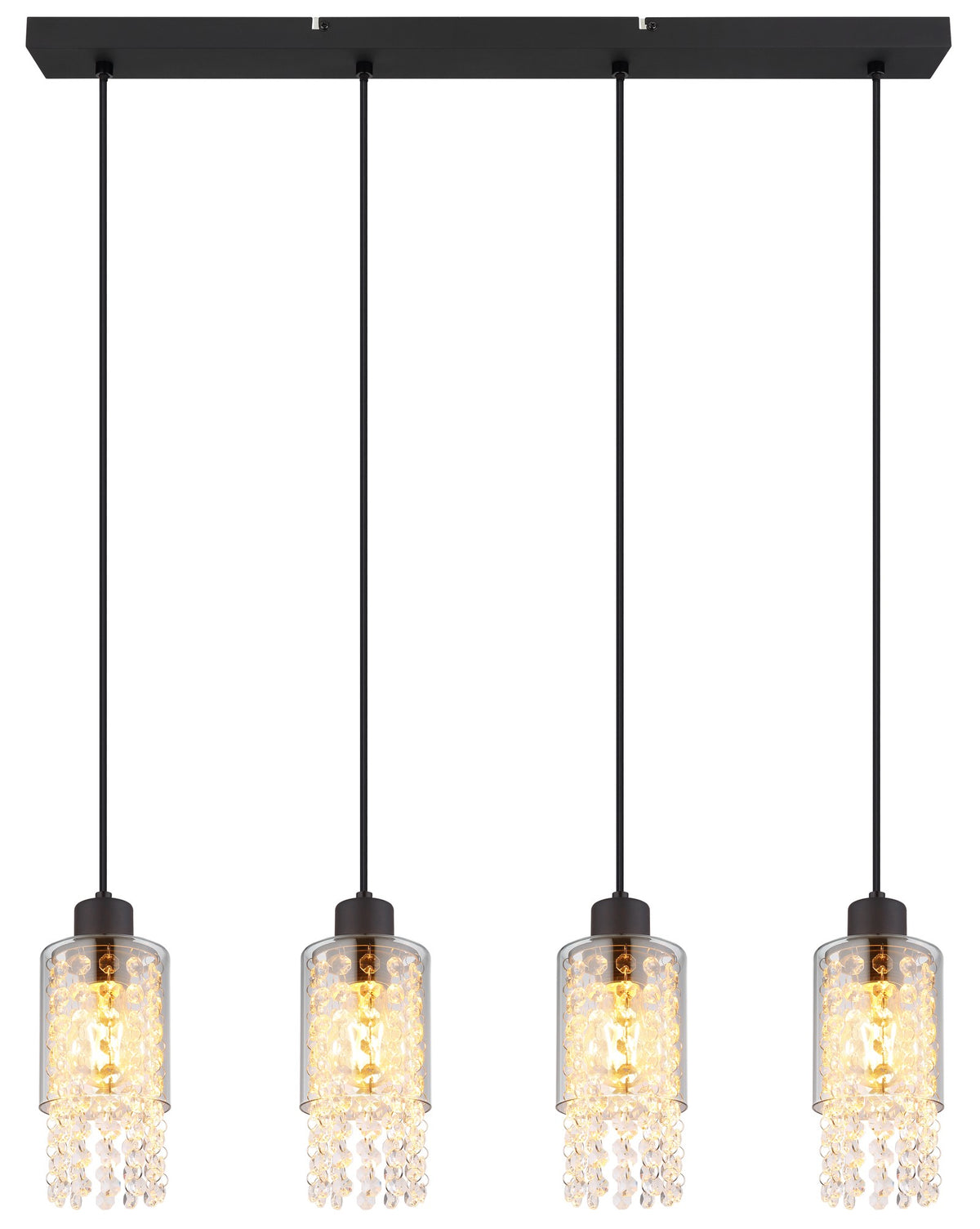 Lampadario elegante a 4 luci in vetro nero – immagine 2