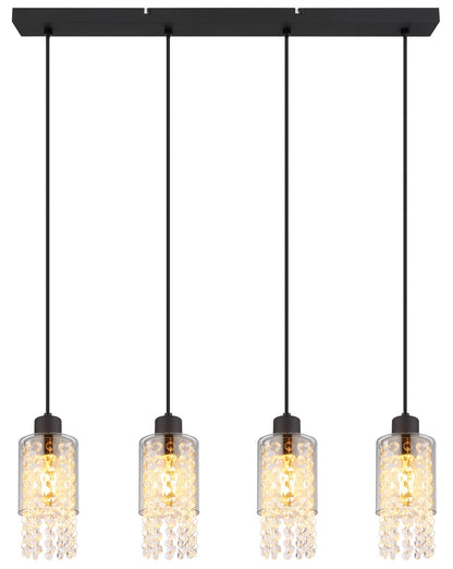 Lampadario elegante a 4 luci in vetro nero – immagine 2