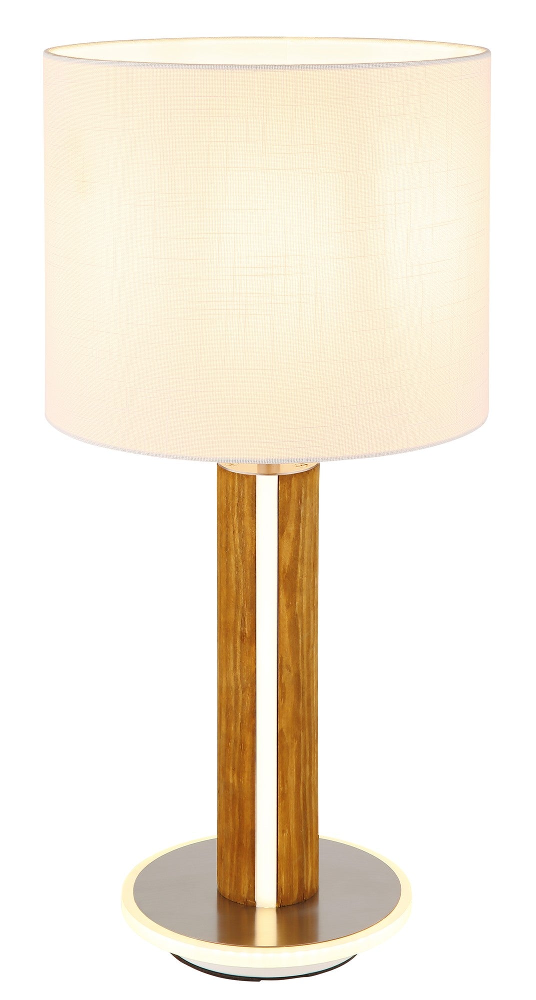 Piccola lampada da tavolo LED in stoffa color nichel – immagine 2