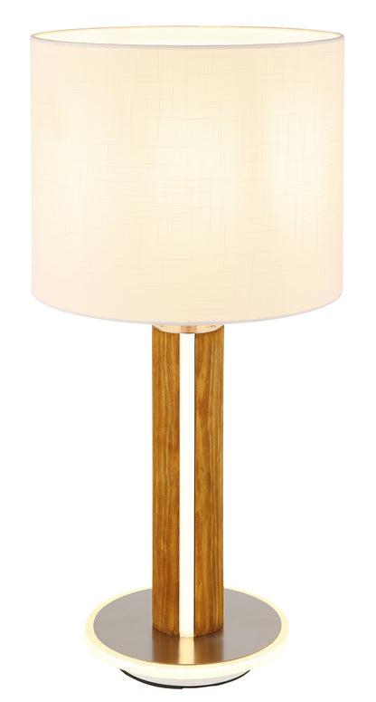 Piccola lampada da tavolo LED in stoffa color nichel – immagine 2