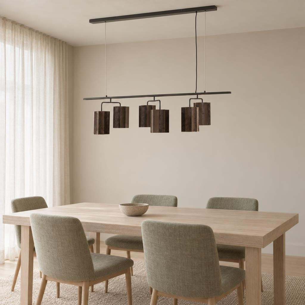 Pendellampa Edisa i brun metall – Light & Living – miljöbild