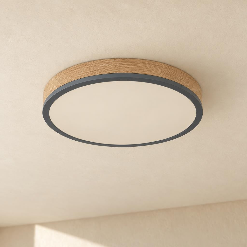 Okrúhle sivé stropné svietidlo Obolg Doro 45 cm – fotografia v interiéri