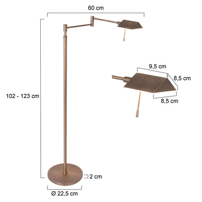 Steinhauer Retina Bronze LED Floor Lamp – dimension drawing