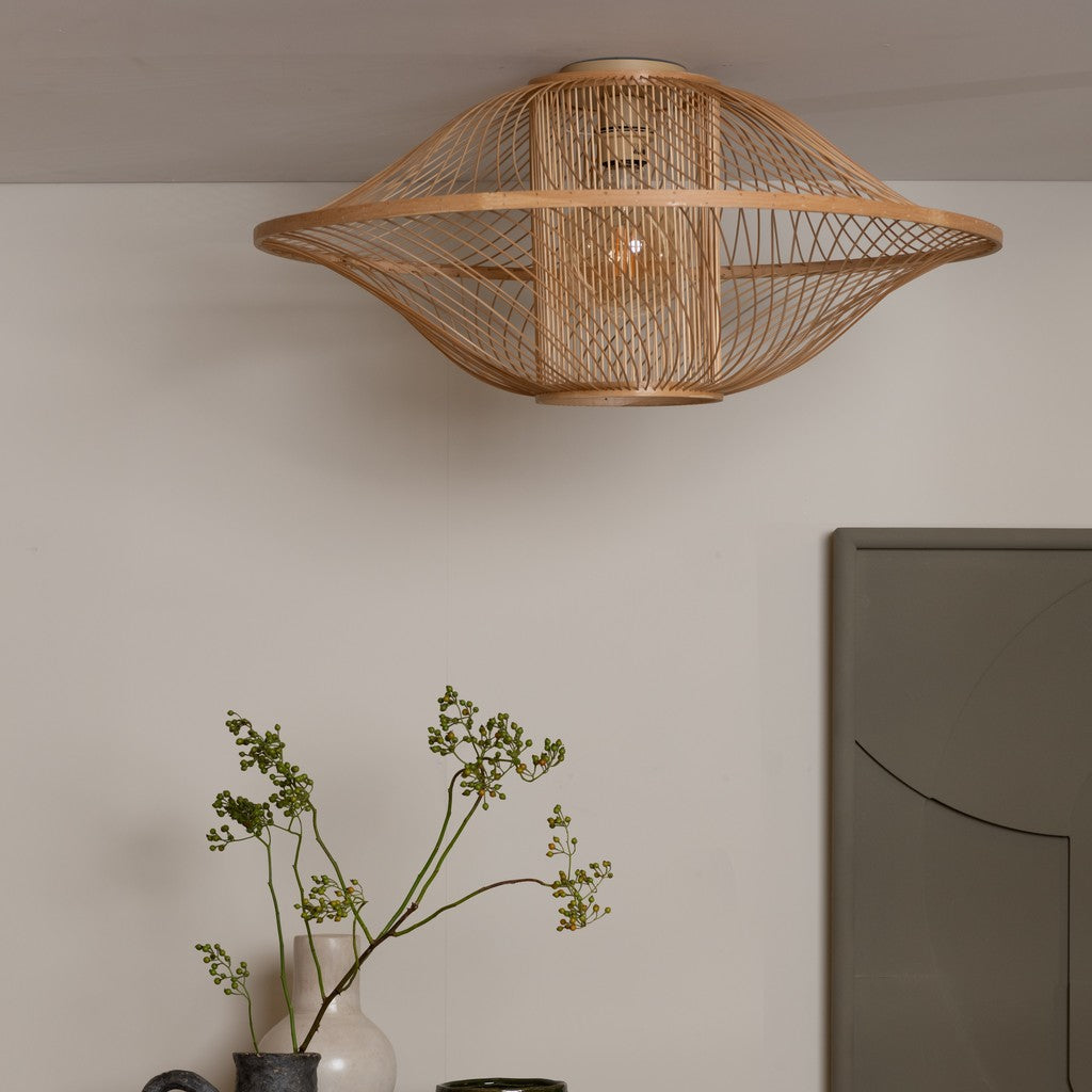 Lampada da soffitto in bambù naturale grande GOOD&MOJO Maui – foto d'ambiente