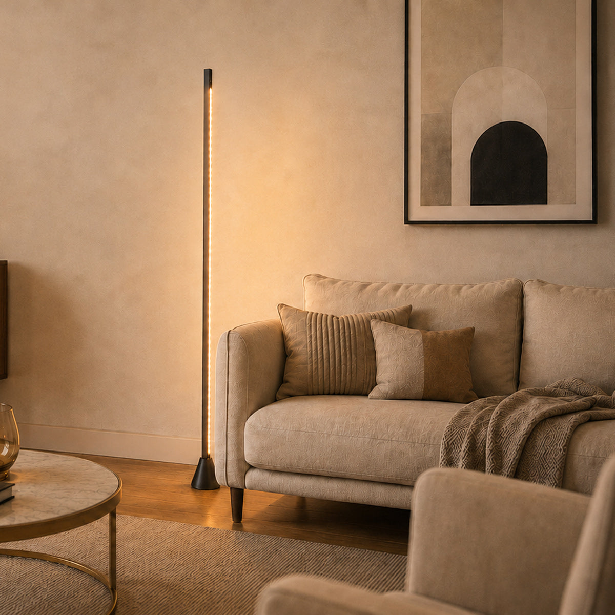 Čierna minimalistická stojaca lampa so senzorovým stmievačom Steinhauer LuzHaz – obrázok 3