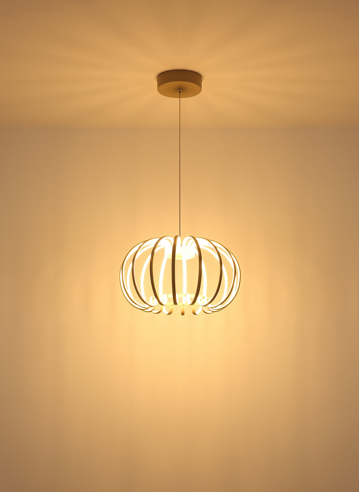 Lampada a sospensione LED metallica color sabbia moderna – immagine 3