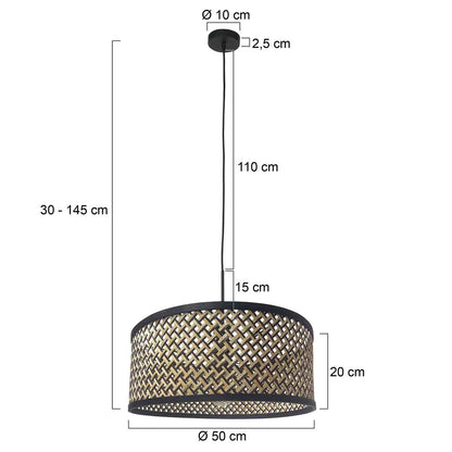 Черна висяща лампа Steinhauer Sparkled Light – чертеж с размери