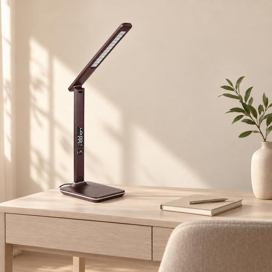 Lampada da tavolo look pelle marrone BRONQ Tanna – foto d'ambiente