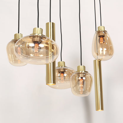 messing-9-lichts-hanglamp-glasvormen-kokers-steinhauer-reflexion-variant-image5