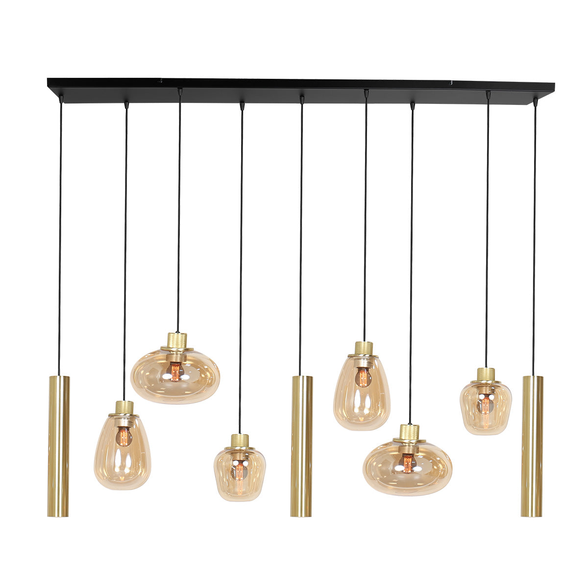 messing-9-lichts-hanglamp-glasvormen-kokers-steinhauer-reflexion-variant-image1