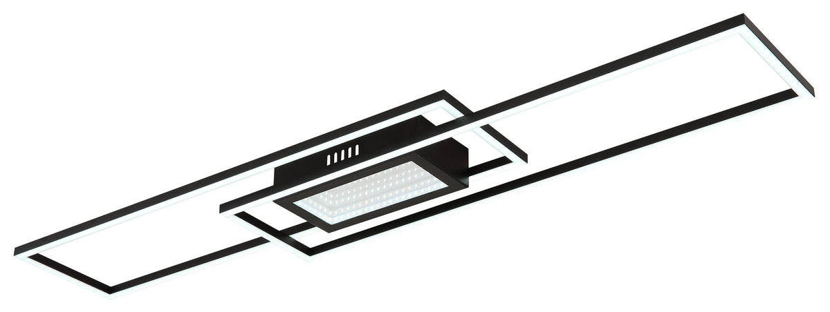 Zwarte metalen plafondlamp met gelaagde rechthoekige lichtvlakken – afbeelding 5