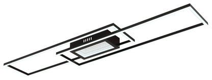 Zwarte metalen plafondlamp met gelaagde rechthoekige lichtvlakken – afbeelding 5