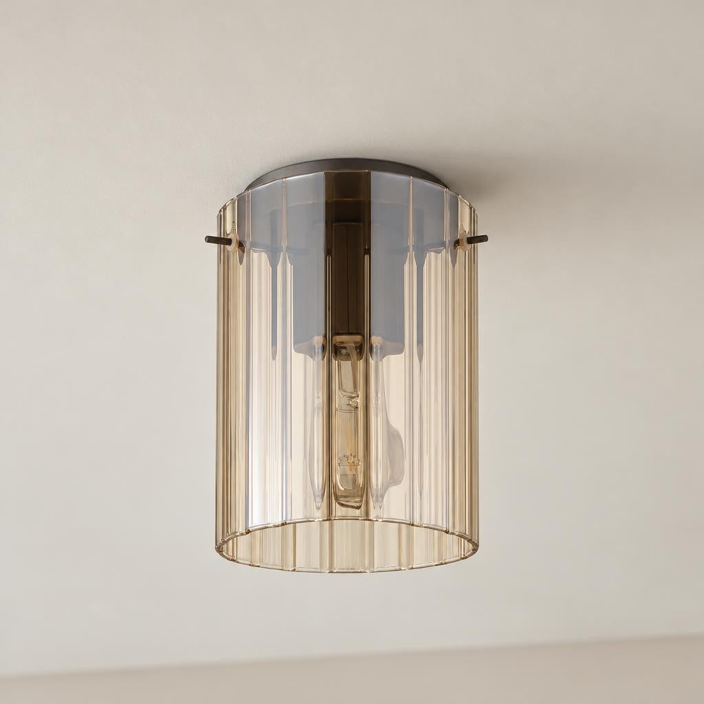 Tulivar Ceiling Lamp in Dark Grey with Amber Glass – lifestyle image