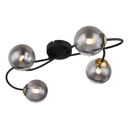 gedraaide-plafondlamp-zwart-messing-4-rookglasbol-globo-jorge-main-image