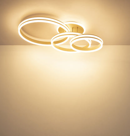 Grande lampada a soffitto LED in metallo color sabbia – immagine 4