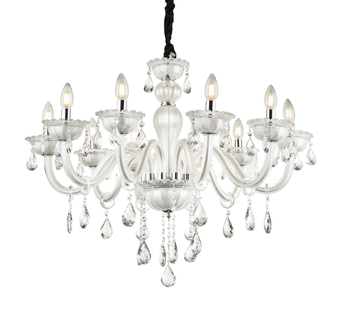 Grande lampadario di vetro bianco – immagine 2