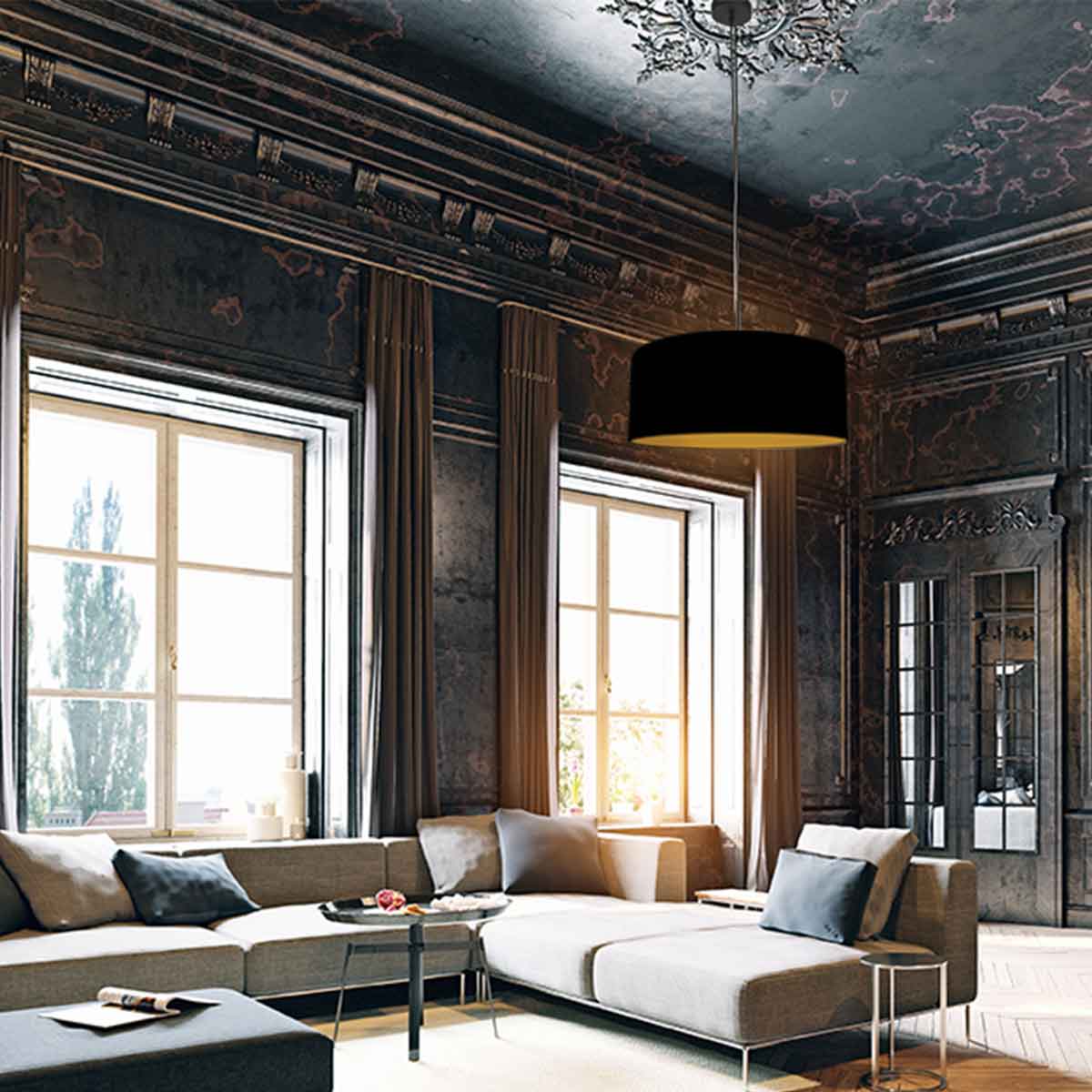 Steinhauer Sparkled Light Black Fabric Pendant Light – image 2