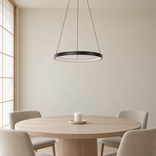 Mexlite Circolare zwarte ringhanglamp Ø58 cm – sfeerbeeld