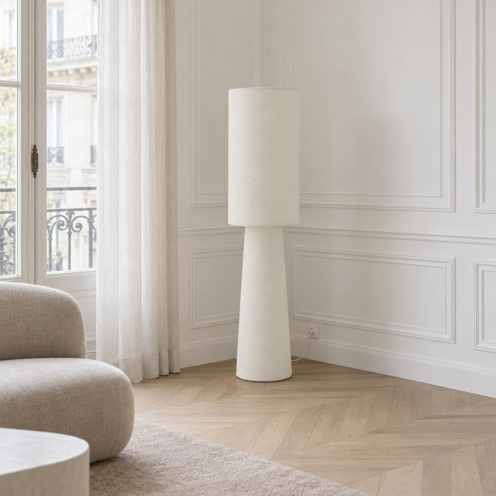 Henger alakú bézs állólámpa – Light & Living Mikkel – hangulatkép
