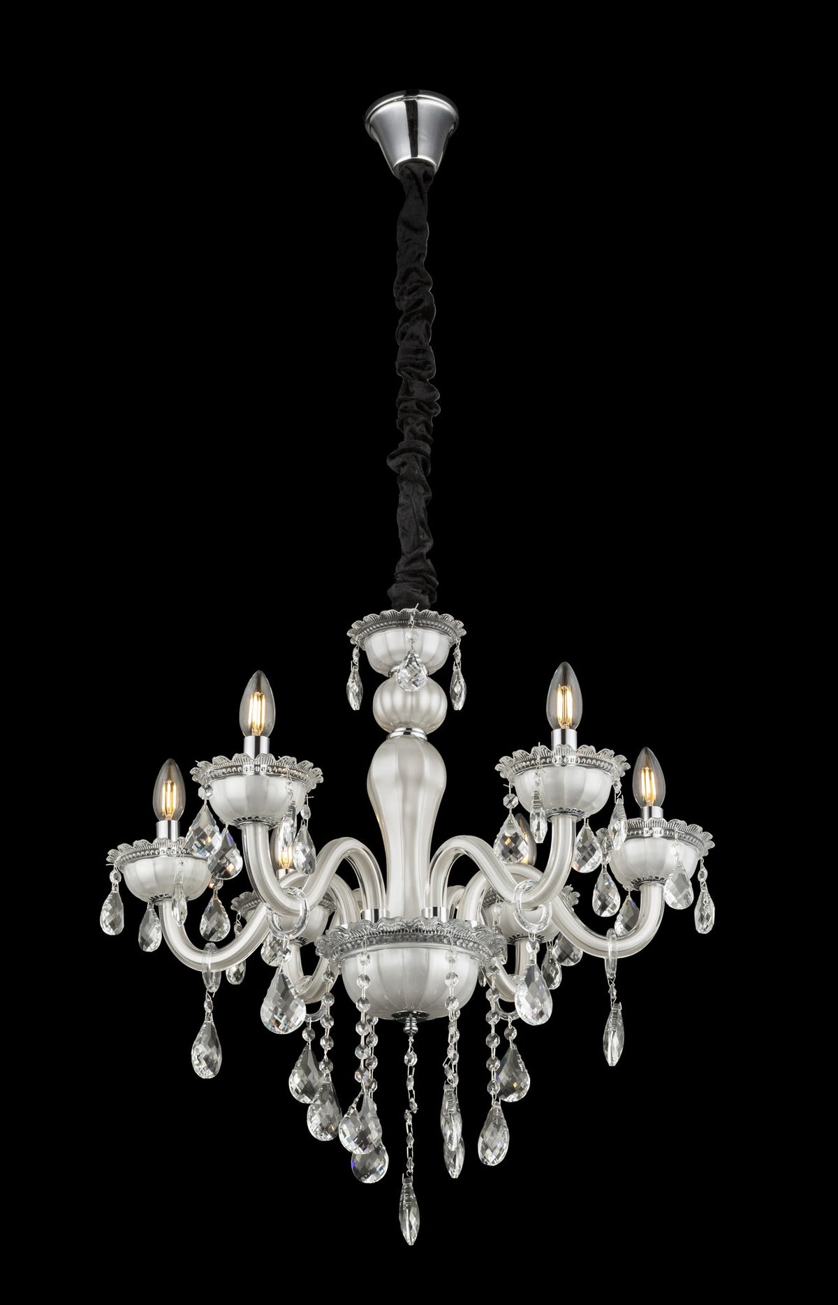 Piccola chandelier bianca in vetro – immagine 1